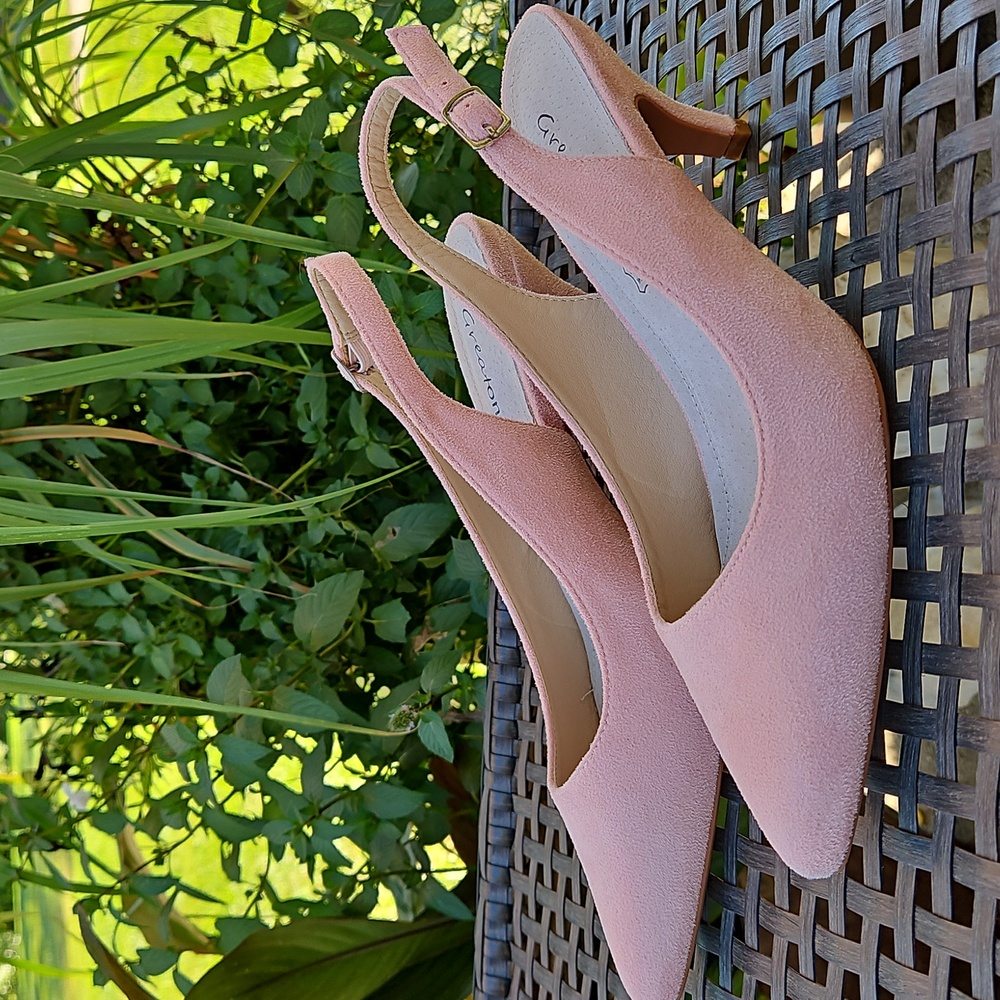Pink Suede Slingback Heels Pumps Coquette Girly Feminine NWOT Size 9‎